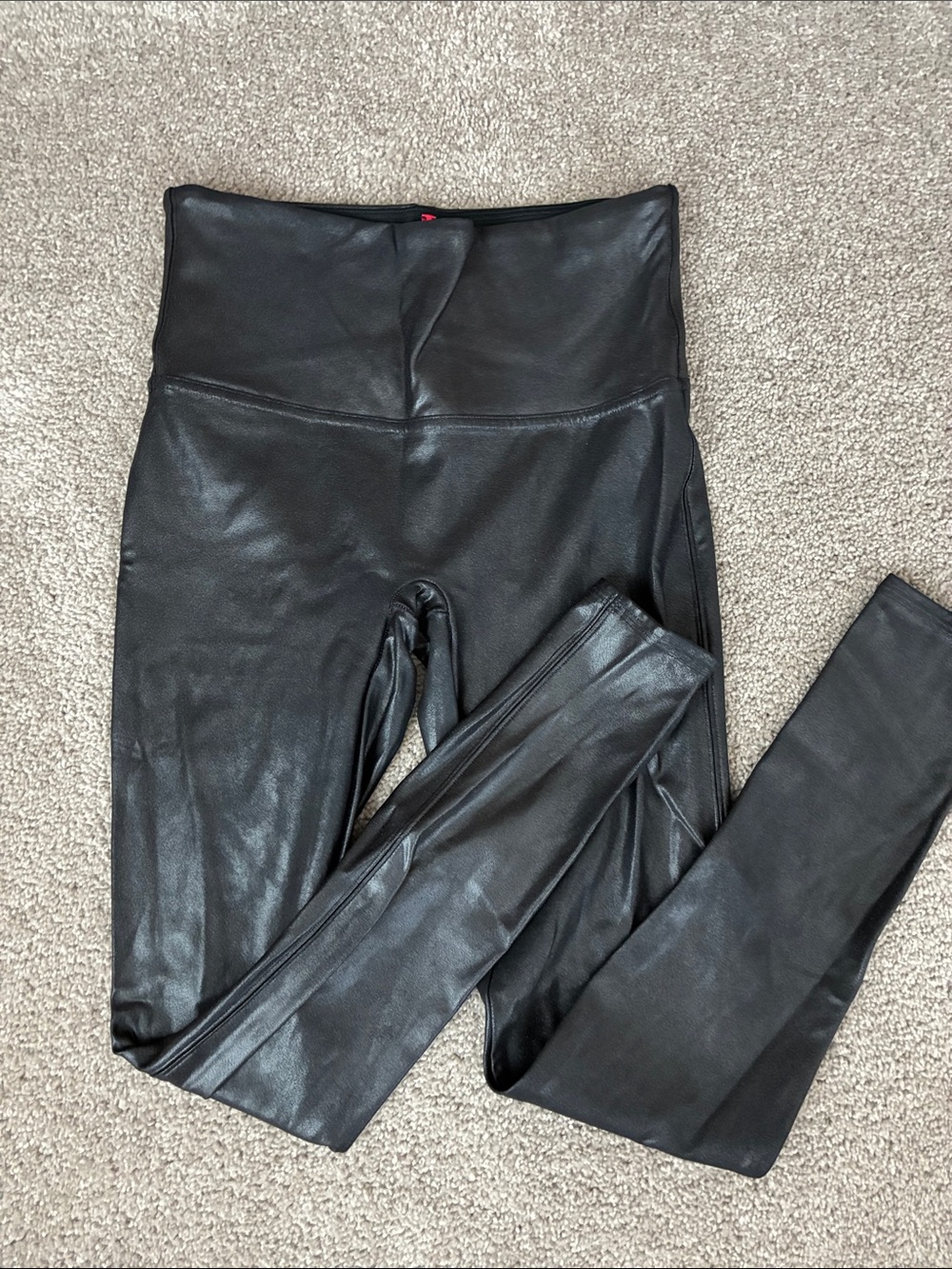 Spanx High-Waist Faux Leather Leggings - Black